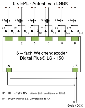 Anschlussbild eines modifizierten Lenz - Decoders 