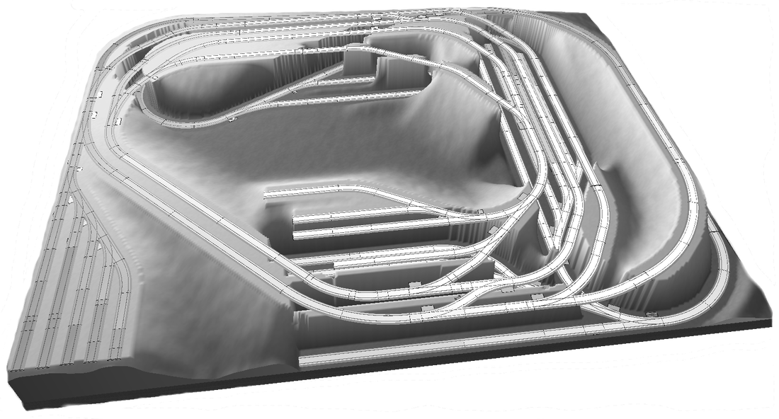 Gleisplan der Anlage ab 2015 - Überblick in 3D